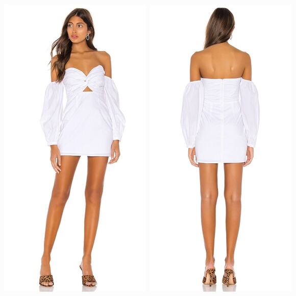 Superdown Flynn Ruched Sleeve Dress in White Small - Picture 1 of 11